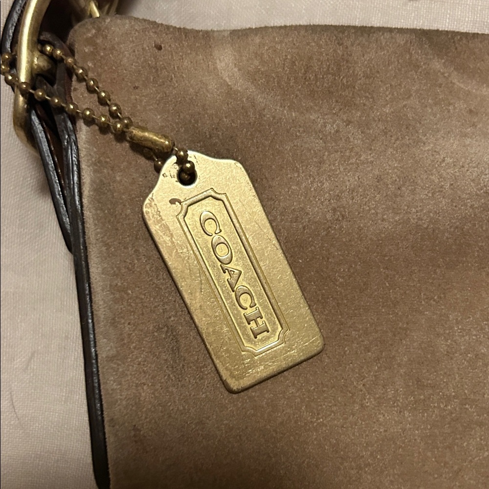 Coach Brown Suede Bag with Gold Tag - Picture 2 of 3